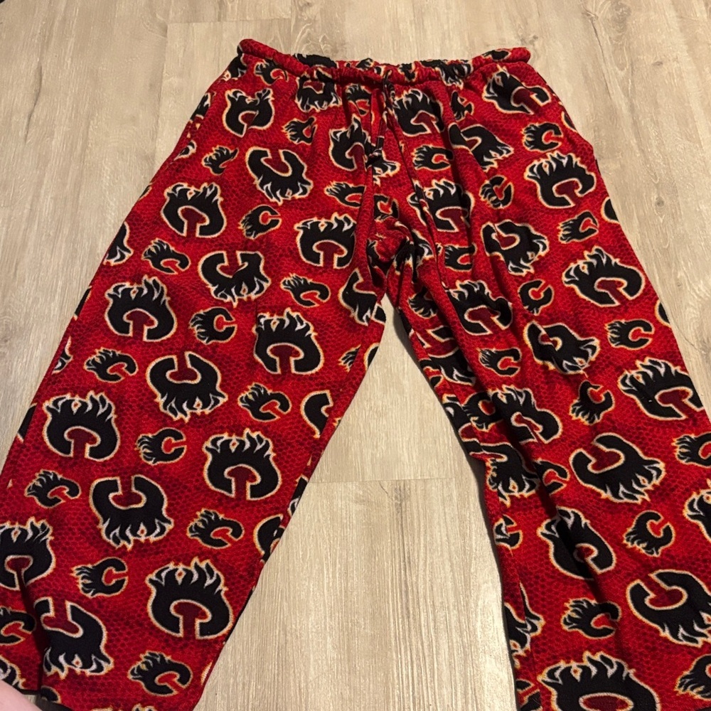 NHL Red and Black Flame Pattern Sweatpants
